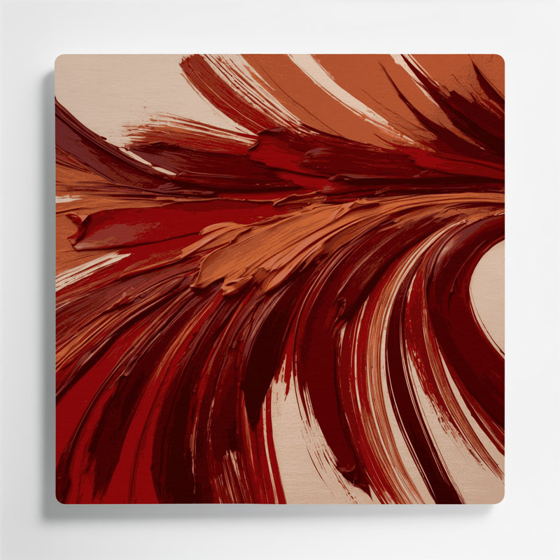 «Lyrical Abstraction 9», art mural en métal rouge, H 32 po x l 32 po