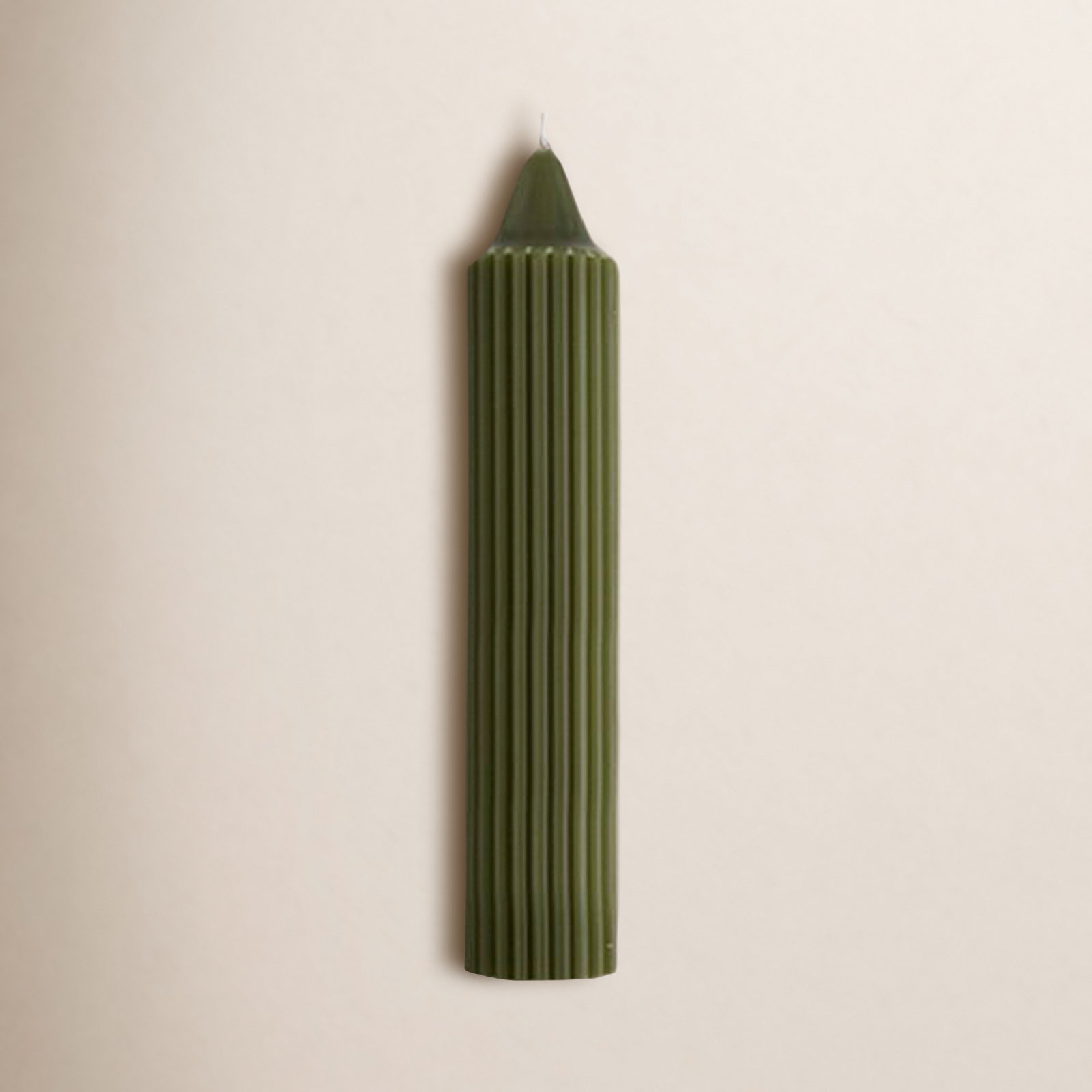 Grecian Collenette Unscented Taper Candle, Dark Olive, 7" H x 1.25" W x 1.25" D