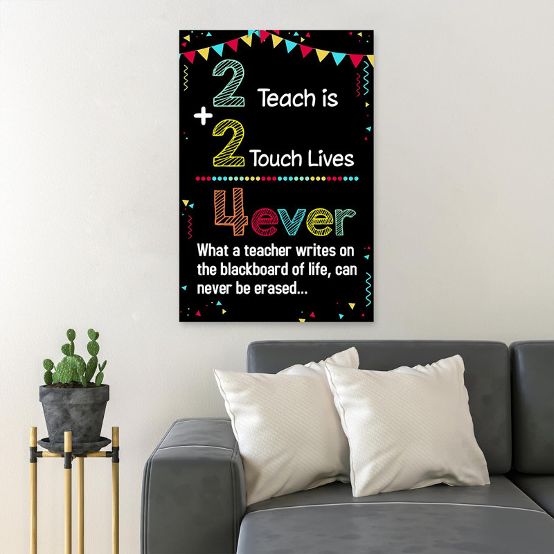 The Calculation On The Board - What A Teacher Writes On The Blackboard Of Life Can Never Be Erased - 1 Piece Rectangle Graphic Art Print On Wrapped Canvas