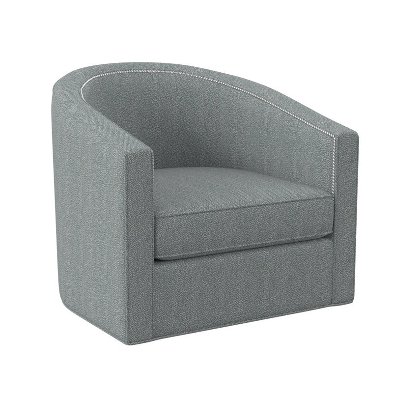 Fauteuil demi-tonneau de 34 po Ambre, Cyan Maya, Petit nickel poli