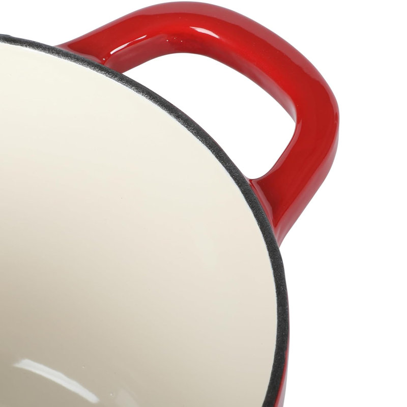 Martha Stewart Everyday Rexford 2.6 Quart Ceramic Nonstick Aluminum Saucepan with Lid in Linen, Red/Gold