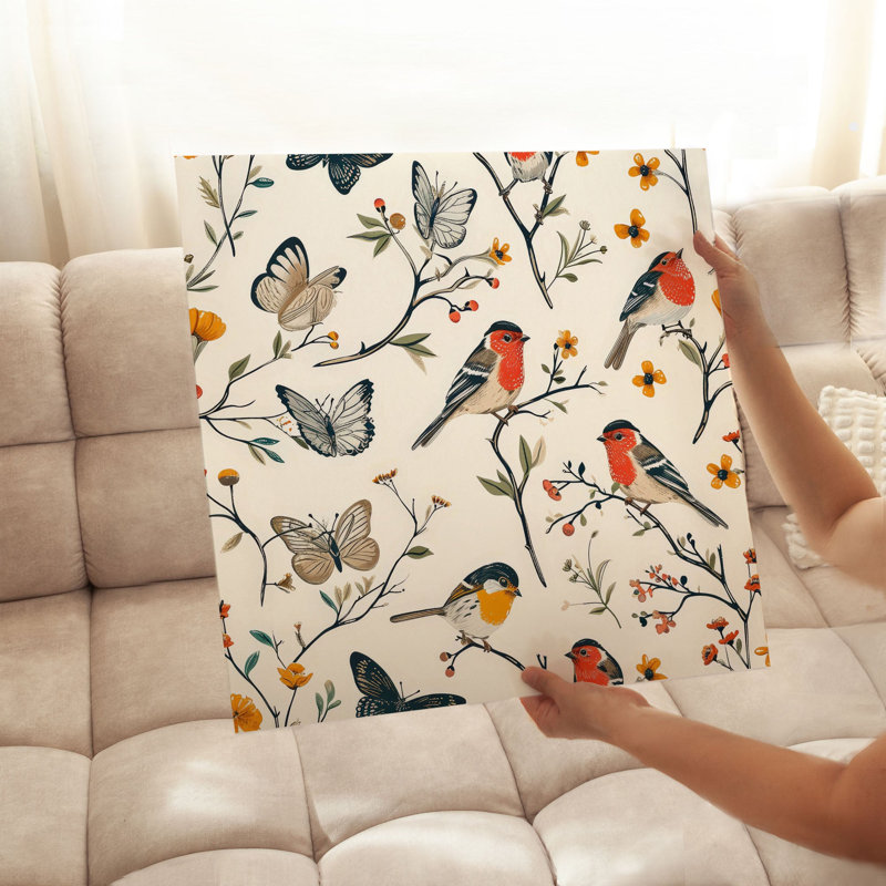 Animaux, oiseaux dans un arbre, impression d'art sans cadre, H 16 po x l 16 po
