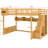 Wooden Loft Bed With Staircase And Wardrobe,Storage Shelves And Under-Bed Space-1655489434