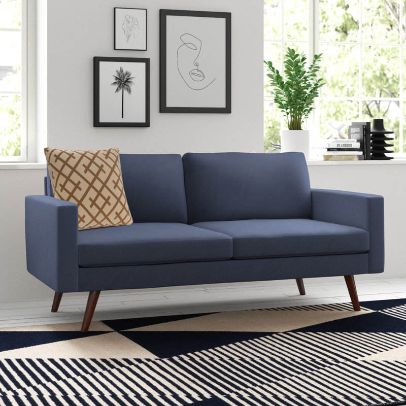 Jaimelynn 71'' Upholstered Sofa, Navy Polyester