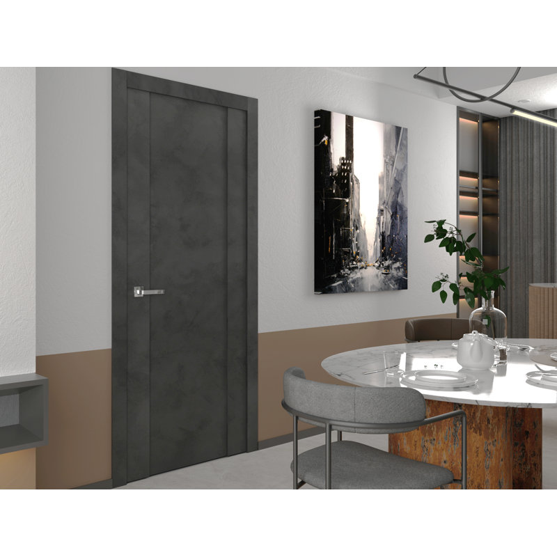 Porte battante simple en bois manufacturé Avon 01, 31,75 po x 79,37 po, Urbain foncé, Main droite