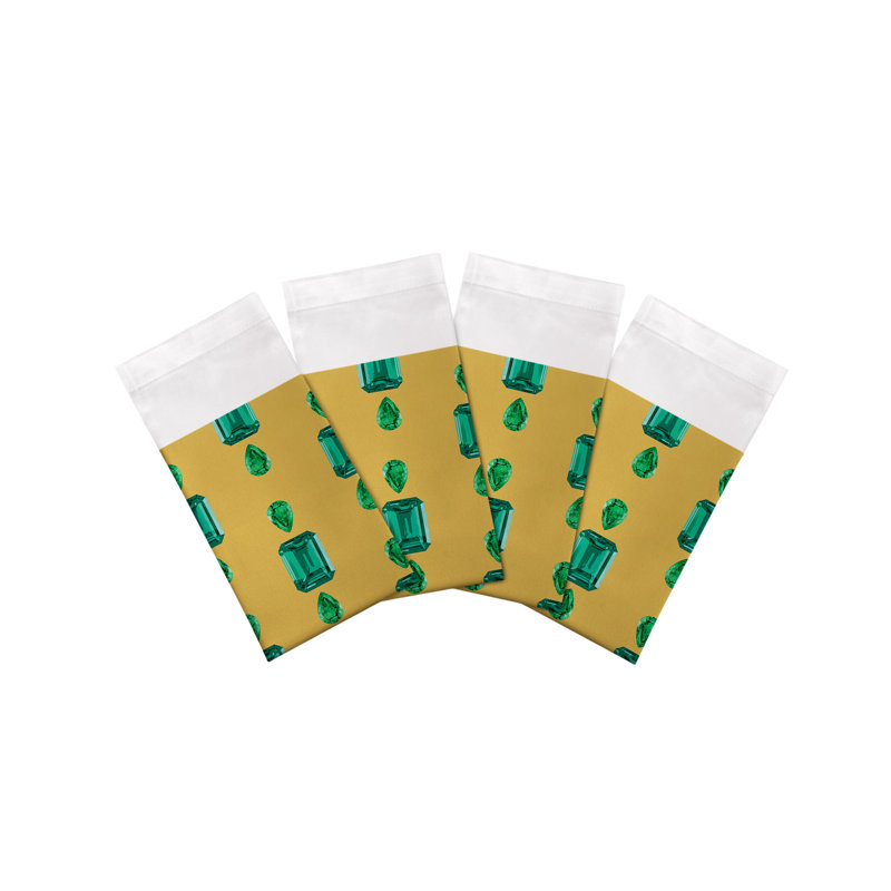 Gem Emeralds Cotton Sateen Dinner Napkins, Gold