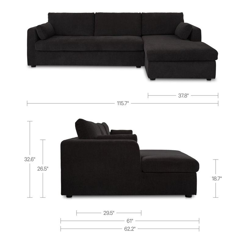 Burrow Sleeper Sectional With Storage Chaise Sand Right, Left Hand Facing, Brown Polyester