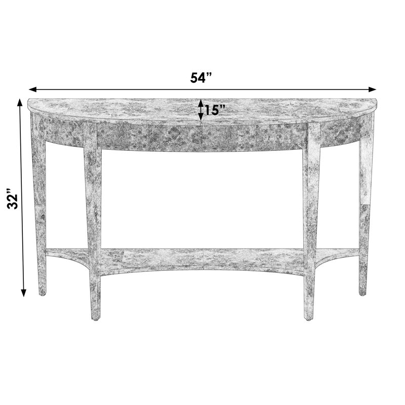 Astor 54"W Demilune Console Table, Dark Burl