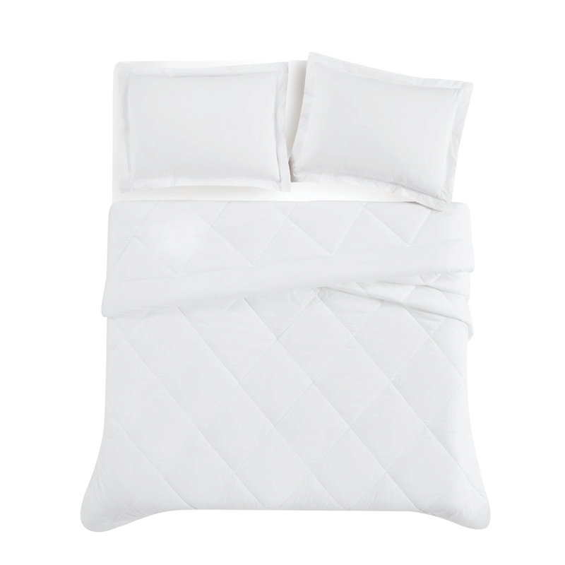 Cannon Solid Oversized Percale 3 Piece Comforter Set, Queen Comforter + 2 Standard Shams, White