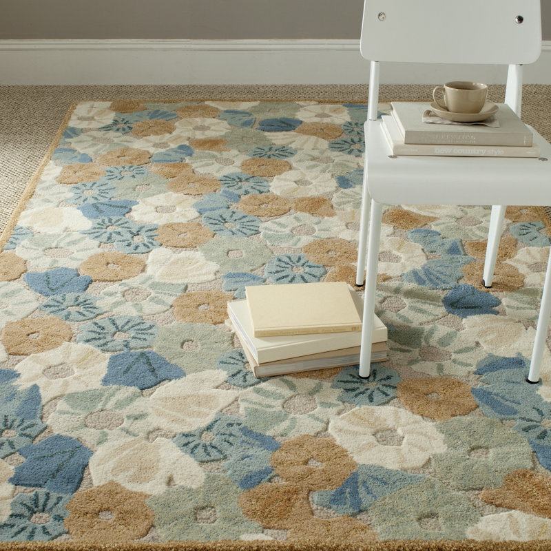 Coreatha Martha Stewart Hand Tufted Wool/Viscose Floral Rug in Brown/Blue, Rectangle 4' x 6'