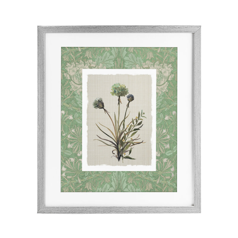 Feuillage rétro vert, reproduction encadrée sous verre, design par Carol Robinson, H 16 po x l 13 po