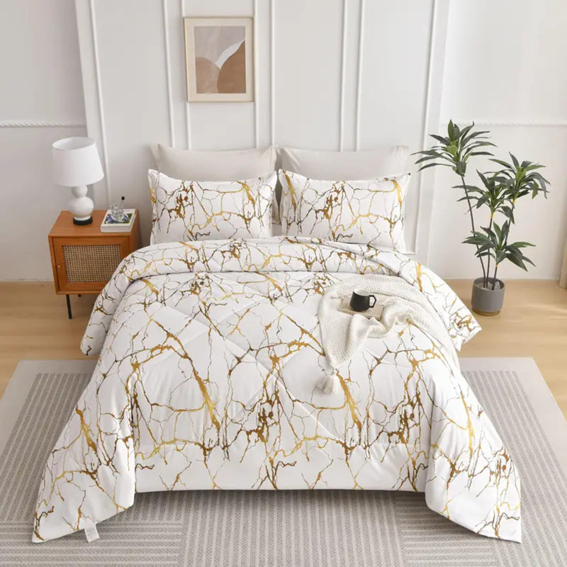 Housse de couette en fleurs peintes en brun clair, Housse de couette très grand et 2 taies d'oreille