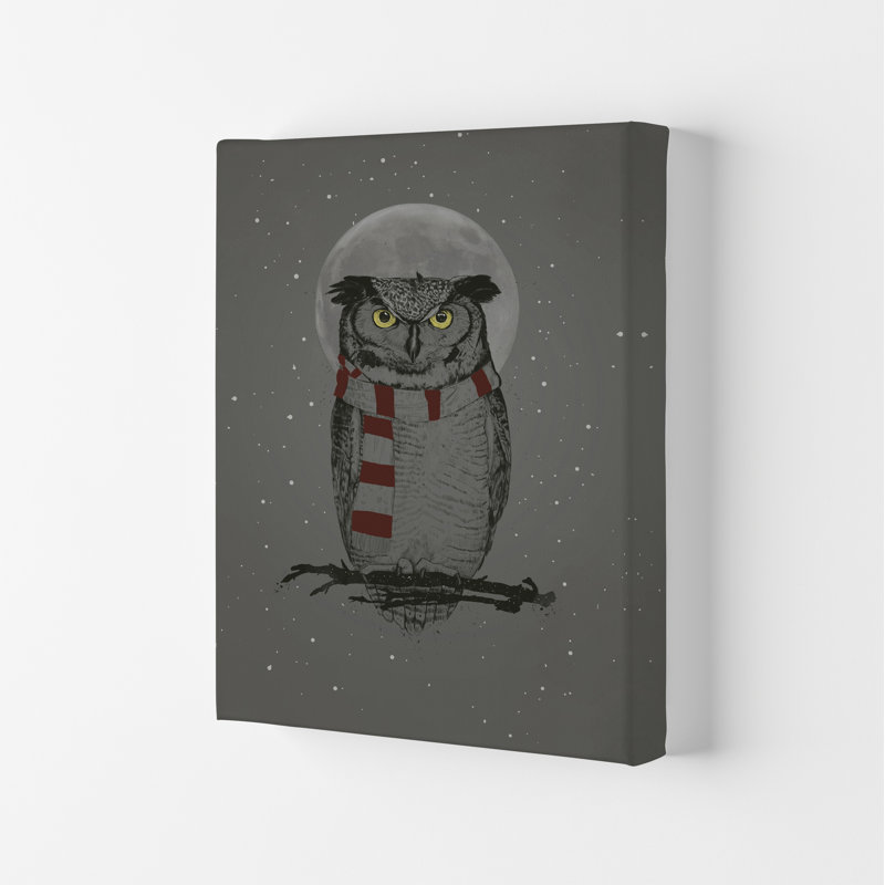 Winter Owl by Mercedes Lopes Charro - Print, 59.4cm H x 42cm W x 4cm D, Wrapped Canvas