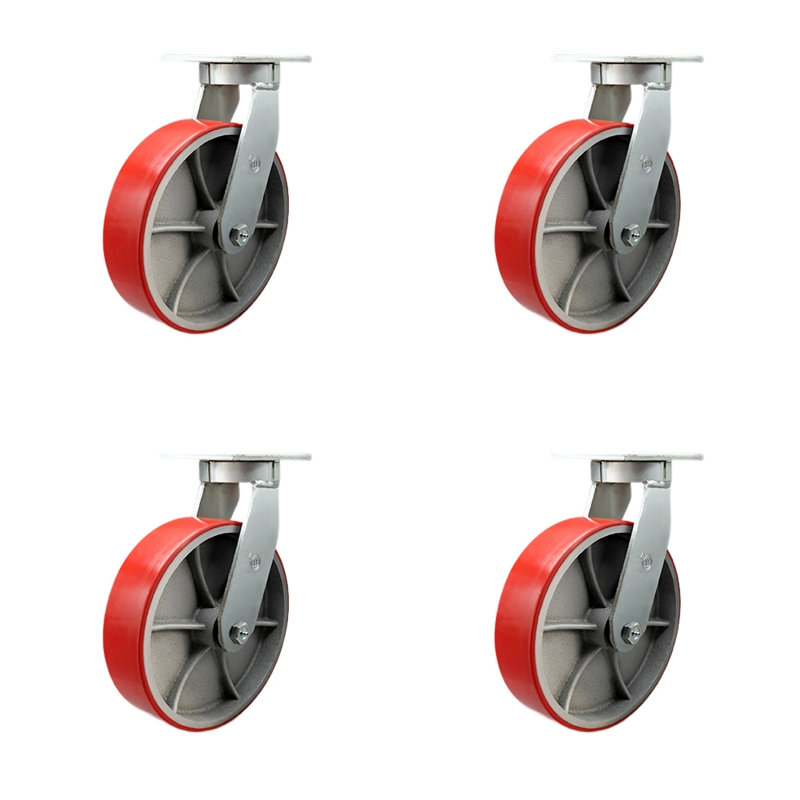 Ensemble de roulettes robustes en poly 4 pièces 4 pièces, Rouge