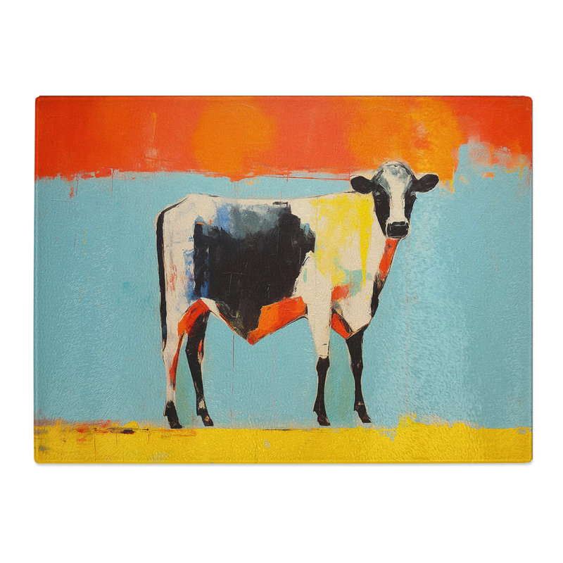 Cow Minimalism No.4  Glass Chopping Board