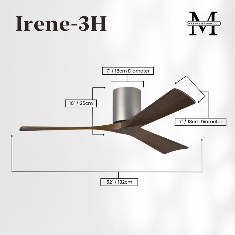 Irene Ceiling Fan, 52", Walnut Tone, Brushed Nickel