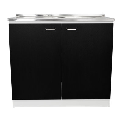 Évier utilitaire avec armoire, double porte et une tablette Napoles - blanc / noir