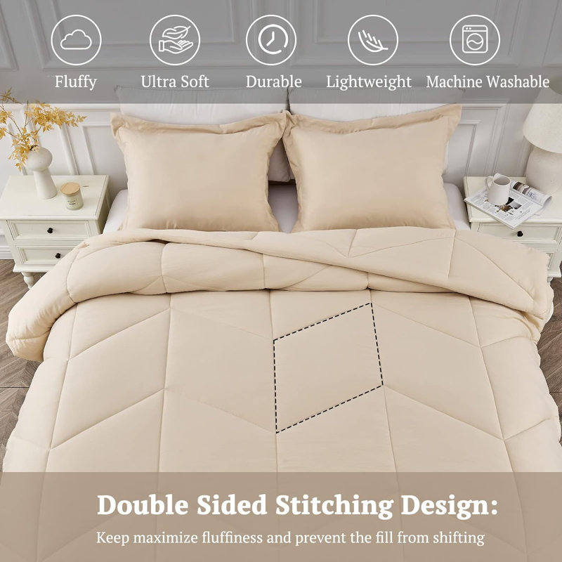 Édredon en duvet synthétique toutes saisons, Très grand, Kaki pâle
