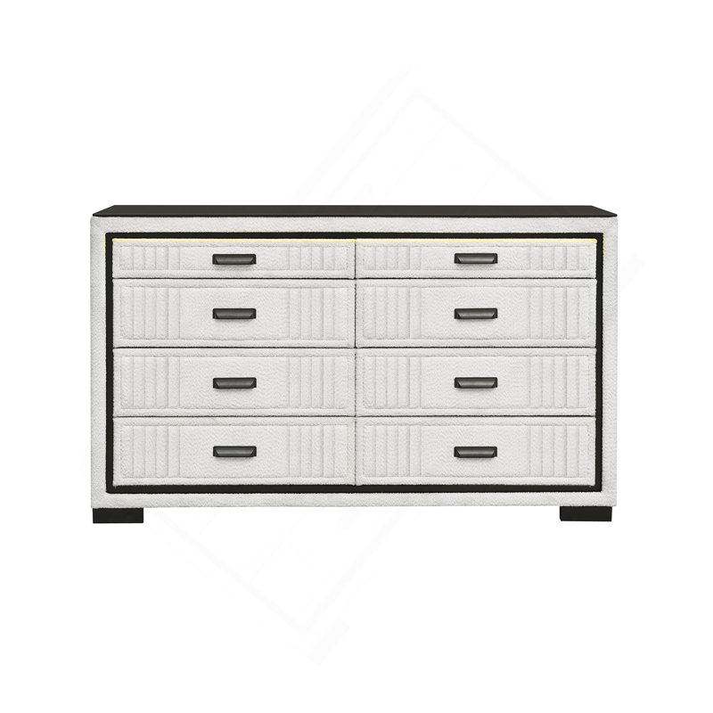 Commode avec panneau rembourré et poignées épurées