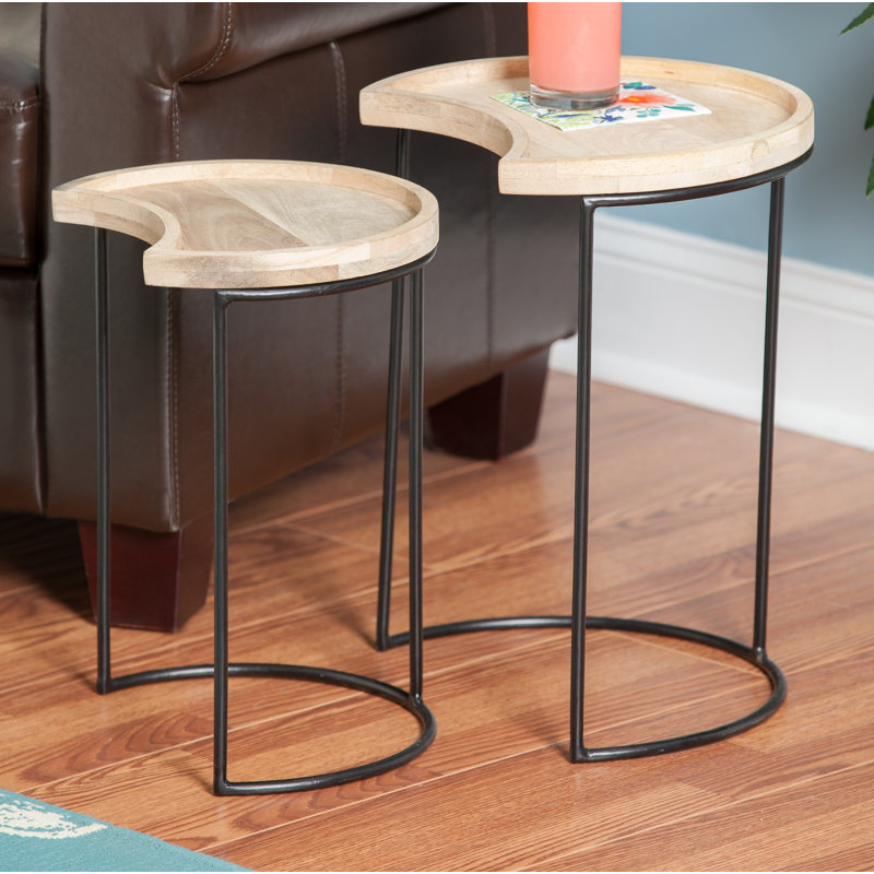 Solid Wood Top End Table Set