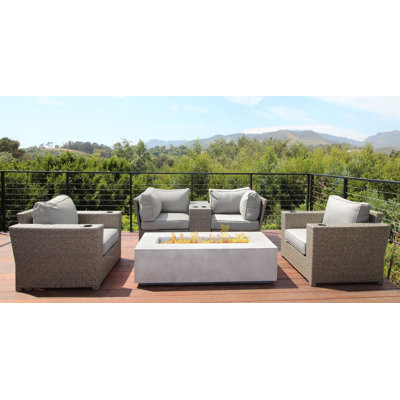 Athelene Wicker Fully Assembled 4 - Person Seating Group with Cushions