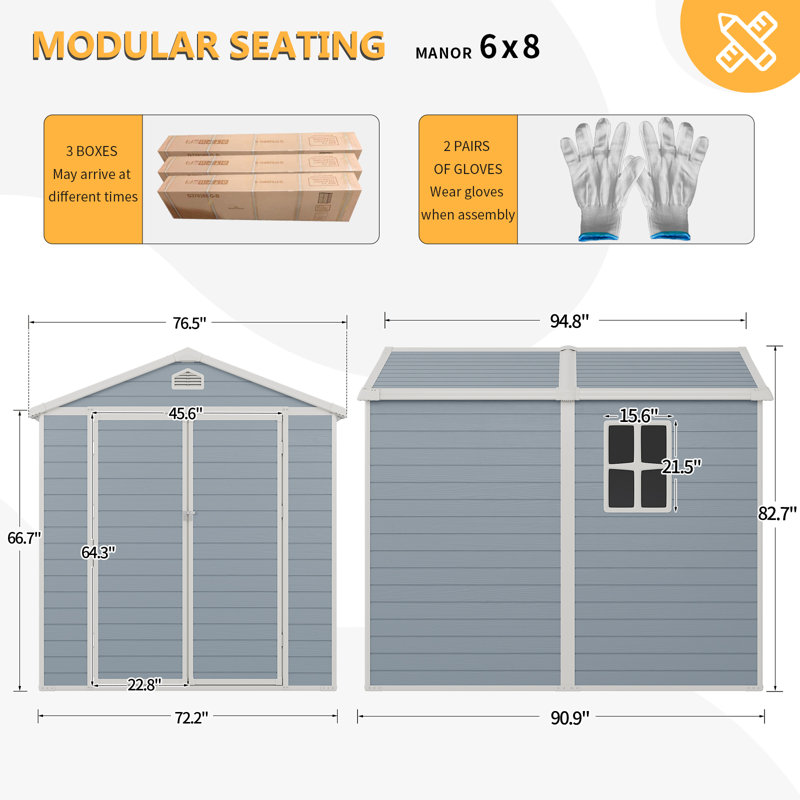 6 ft. W x 8 ft. D  Resin Storage Shed