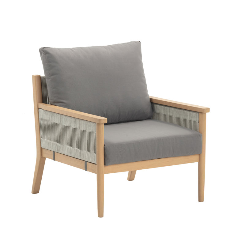 Rydell Acacia Outdoor Lounge Chair, Medium Gray