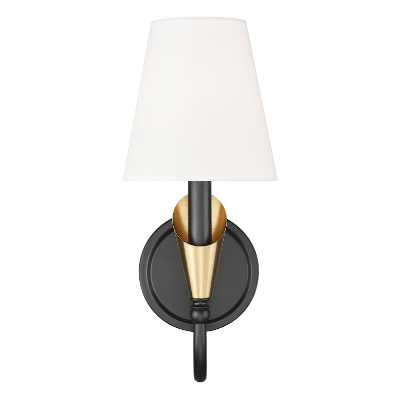 Elvin Modern Wall Sconce, 1 Light, 14" H x 5.75" W x 8.5" D, Matte Black/Gold