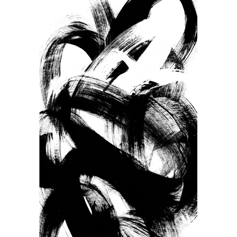 Onyx Swipe I by June Erica Vess - Painting on Canvas, 122cm H x 81cm W, Black Floater Framed