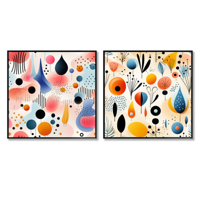Clotaire - Ensemble de 2 collages carrés à formes abstraites