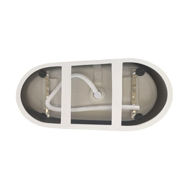 67 Inch Glossy White Acrylic Freestanding Bathtub with Brushed Gold Trim