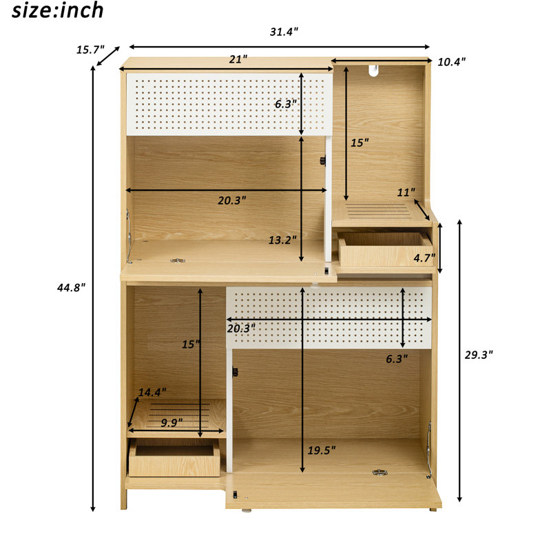 Enceinte de litière naturelle pour chat dans un design de mobilier moderne - 2 portes rabattables pratiques Intérieur spacieux pour garder la maison propre avec filtre en métal Ajout élégant de style noyer