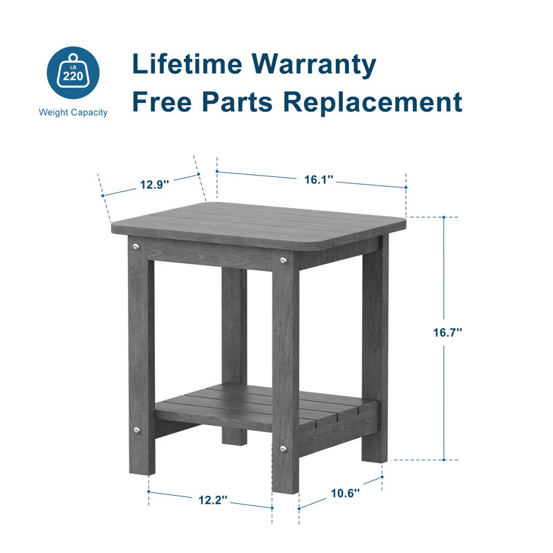 Outdoor Side Table HIPS Table for Patio, Garden, Lawn, Gray