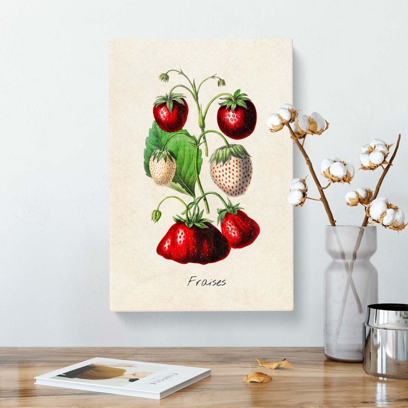 An Illustration of Strawberries - Wrapped Canvas, 50cm H x 35cm W x 3cm D