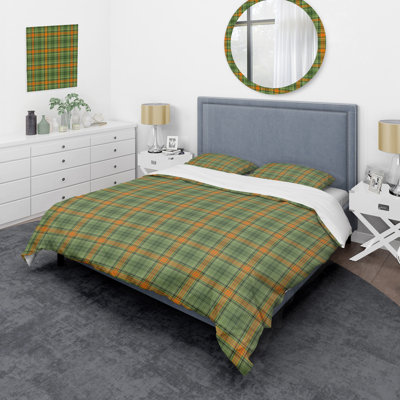 Ensemble de housse de couette en microfibre vert / orange 3 pièces