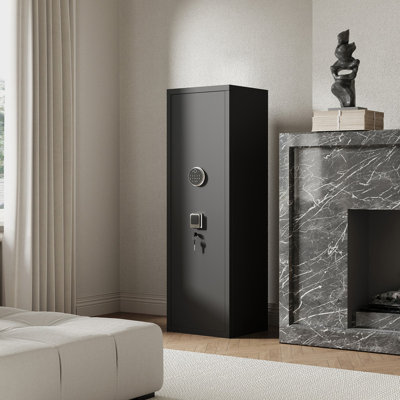Large Gun Safe Cabinet With 3 Pistol Pouches, Heavy Duty Biometric Fingerprint Lock, Rifle Gun Safe With Adjustable Stand, Detachable Structure Gun Sa -  Polyfurniture, 753758412600