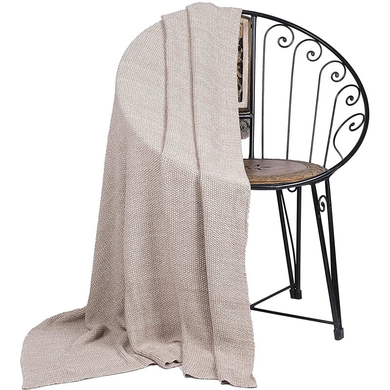 Silberman Plain Weave / Muslin Throw Blanket, Stone/Natural