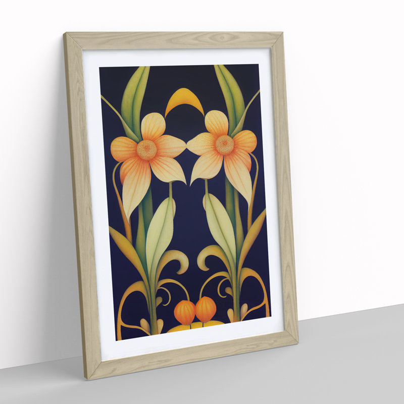 Majestic Flowers - Framed Print, 34cm H x 25cm W x 2cm D, Oak