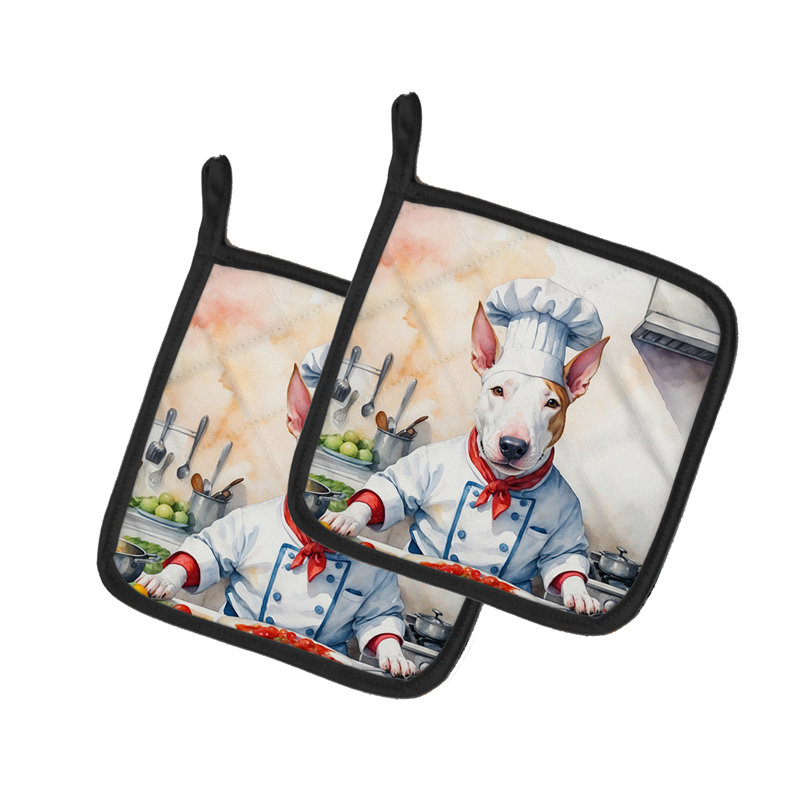 Caroline's Treasures The Dog Chef Polyester Potholder Set