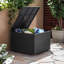Rangement extérieur en fer gris et stable de 33,96 po X 24,48 po., Boîte de mise en valeur du patio avec cadre en fer robuste, profondeur, largeur, hauteur, aide
