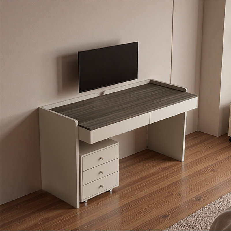 Bureau d'étude minimaliste de style italien, H 29,53 po x l 47,24 po x P 19,69 po, Brun / Beige