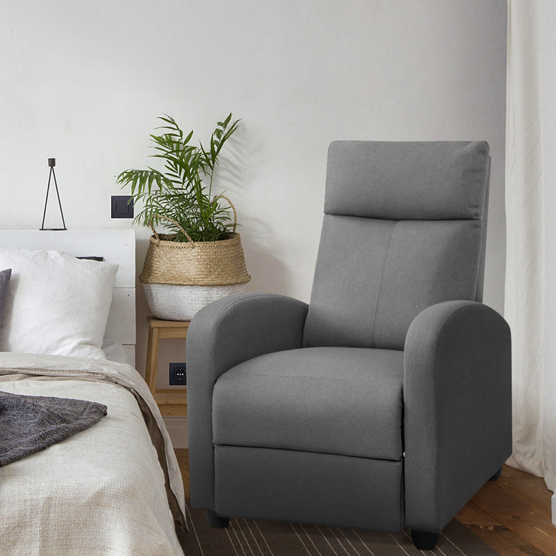 Neecy Upholstered Recliner, Gray Linen Blend