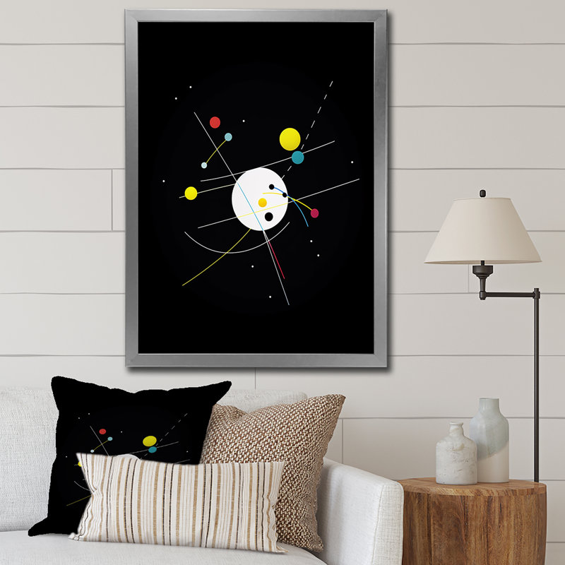 Art géométrique moderne sur toile, H 40 po x l 30 po, Encadrement doré