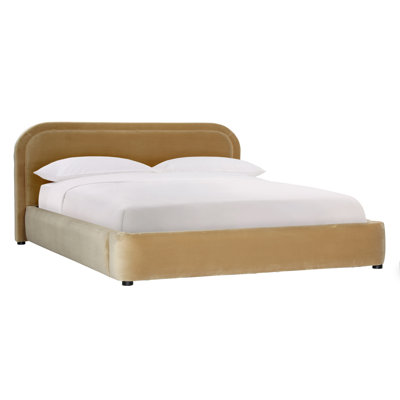 Agi Polyester Velvet Bed, Camel, Queen