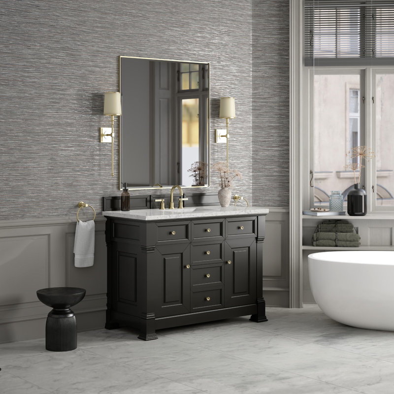 Brookfield 48'' W Single Vanity, Eternal Jasmine Pearl, Widespread, Black Onyx