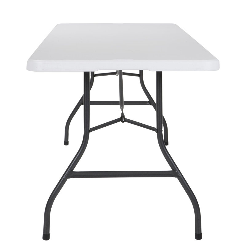 White 8-Foot Fold-in-Half Banquet Table with Handle