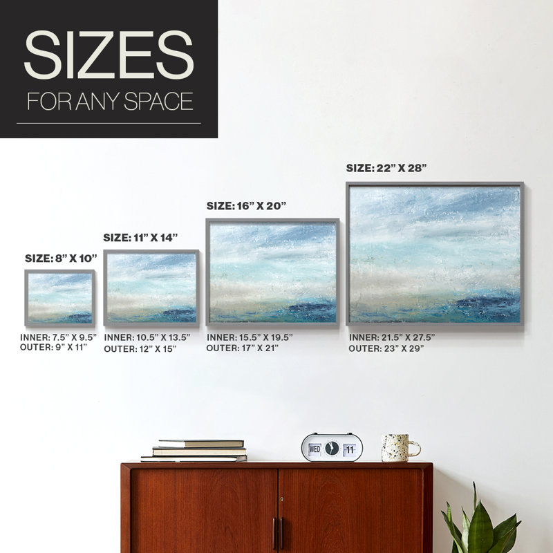 Coming Ashore -Framed Print - Restickable, 16" H x 20" W, Grey