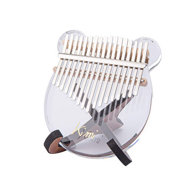 Acrylic Bear-Shape Kalimba Thumb Piano – 17 Keys Transparent Portable Instrument for Kids & Beginners, Includes Wood Stand, Tuner Hammer & Gig Bag – Carbon Steel Keys – Gift Idea