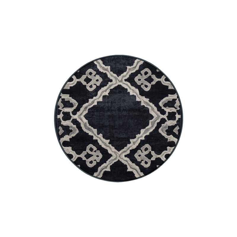 Tapis gris lavable à la machine, Rond 6 pi