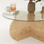 Table basse moderne avec plateau 100% verre trempé, finition chêne saphir, 29,5 po x 13,8 po x 29,5 po | Cadre en panneau de particules durable enduit de mélamine à 100%, parfait pour le salon et les espaces contemporains, design élégant et fonctionnel-1151577227